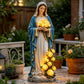 Mary Virgin Statue 7.87 Inch Outdoor Resin Garden Decor With Lighting Roses Religious Figurine Mother's Day Gift