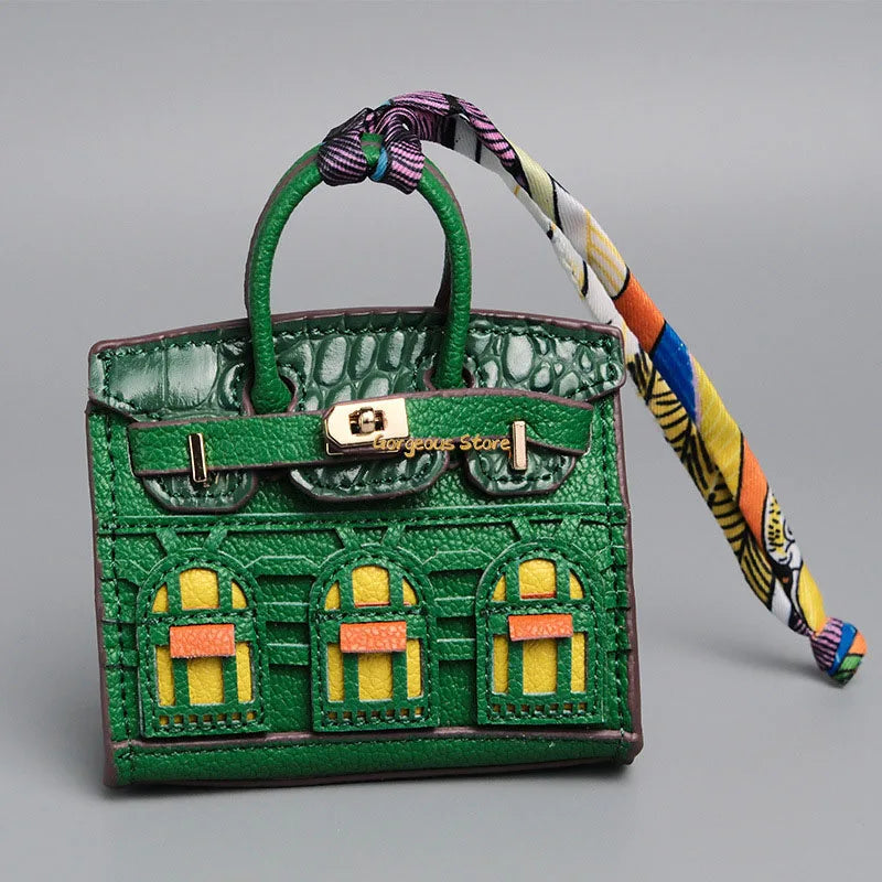 Inspired Birkin Mini Hand Bag - Platinum Bag Charm