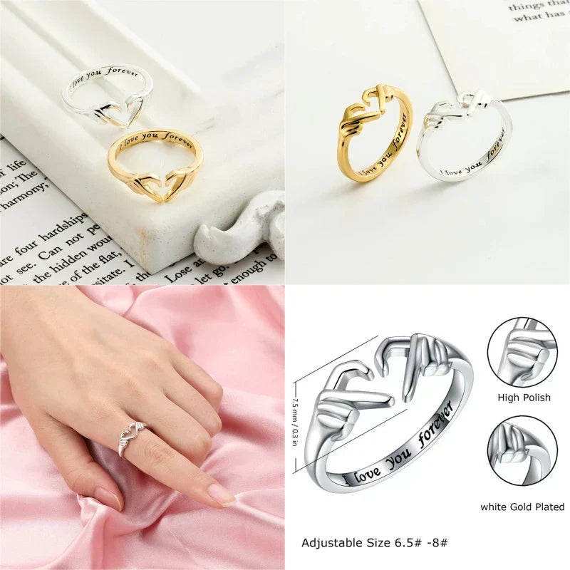 Heart Ring Hollow Double Layer Open Flexible Ring Romantic Jewelry Gift 2026 Valentine Gift Trend
