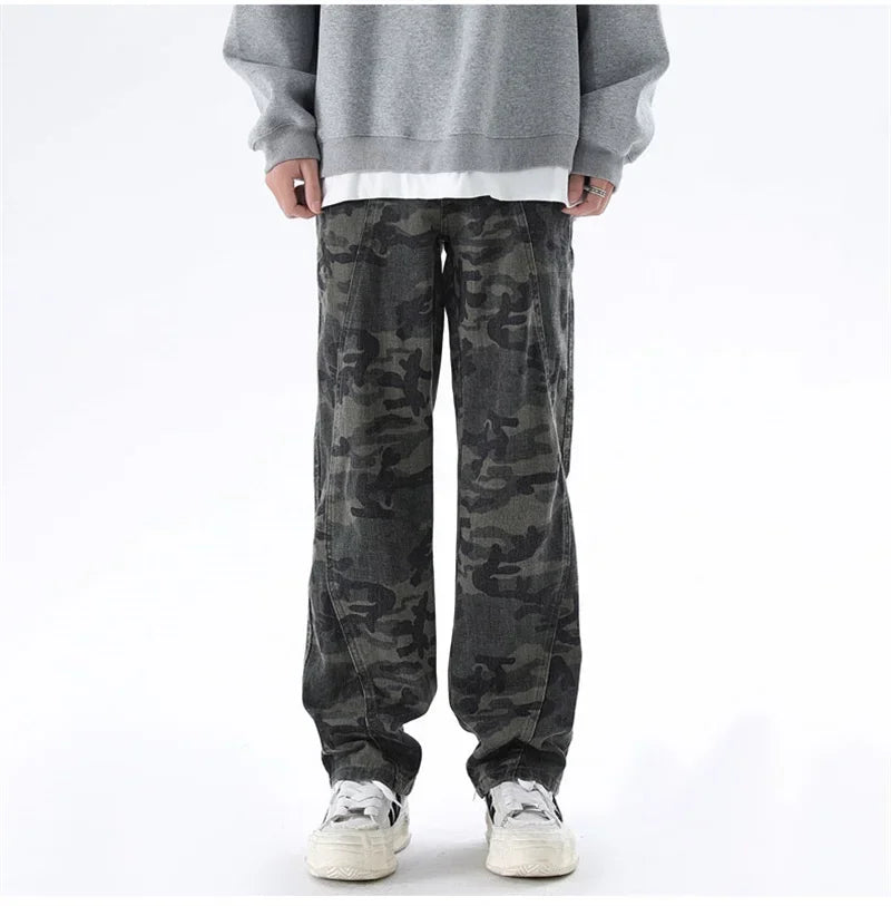 Men’s Oversized Cargo Jeans - Baggy Straight Denim Wear