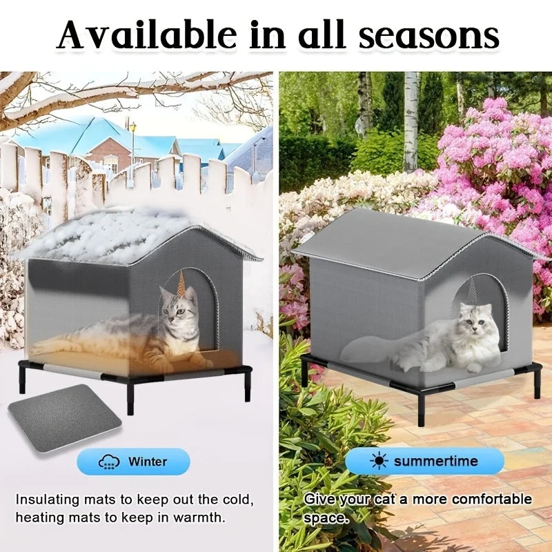 Cat House Water-Resistant Winter Warm Shelter Foldable Outdoor Pet Cave Bed For Cats And Compact Dogs