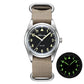 Water-Resistant Diver Quartz Watch Luminous Hands, Nylon Strap, 100m Water Resistance