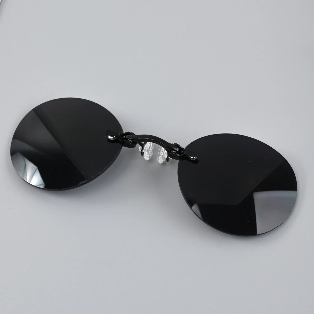 On Clip Nose Glasses UV400 Round Rimless Sunglasses Mini Frameless Vintage Men Eyewear