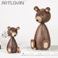 Wooden Bear Figurines Brown Scandinavian Decorative Sculptures Fall 2025 Cozy Shelf Mantel Accent Gift Idea