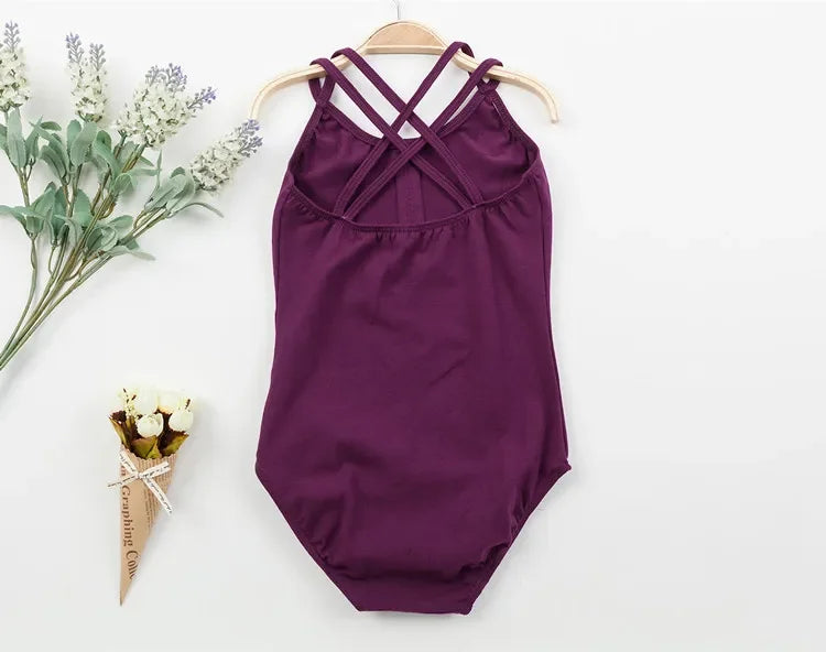 durable double-strap camisole, cross-back, cotton, gymnastics and ballet training – Breathable girls' leotard