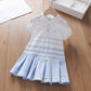 Light girls’ dress - polo collar, knee-length, cotton-elastane, for summer wear
