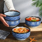 Wave Qinghai Noodle Bowl Hand Painted Vintage Ceramic Bowl