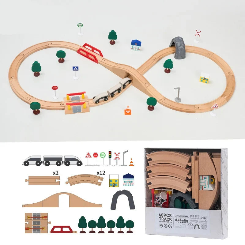 Beech Wood Train Track Kit - DIY Assembly Toy for Kids Eco-Friendly