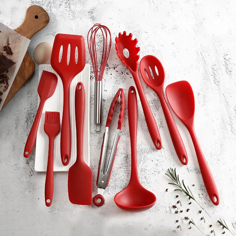 10 PCS Silicone Cookware Kit Kitchen Tools Nonstick Baking Utensils