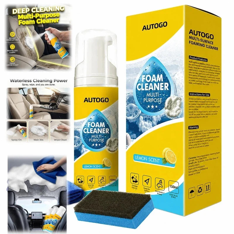 Cleaner Foam 4-In-1 Enzyme 150ml All-Purpose Cleaning Spray Spring 2026 No Rinse Car Interior and Kitchen Lemon Scent