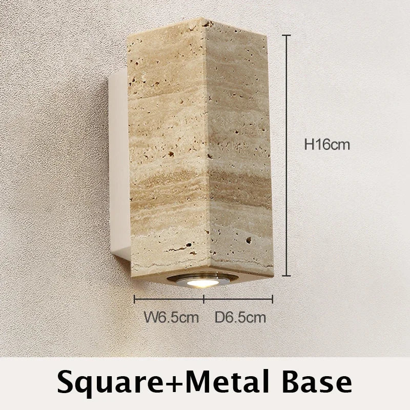 Yellow Japandi Marble LED Wall Sconce Wabi Sabi Bedside Light