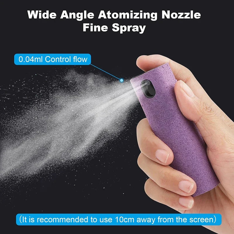 Microfiber Screen Cleaner Spray Kit with Cloth & Brush for Smartphones, Tablets, Laptops
