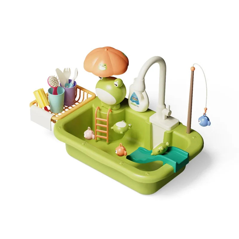 Electric Dishwasher Toy Set for Kids, Interactive Pretend Play Kitchen Sink with Sound, Multi-Color, Educational Role Play-2