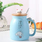 Mug Ceramic With Wooden Lid And Spoon Cute Cartoon Cat Design Gift Ready Spring 2026 Kitchen Essential