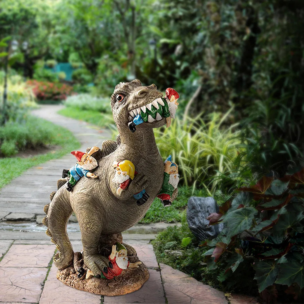 Statue Dinosaur 17cm Resin Garden Figurine - Humorous Fantasy Sculpture for Outdoor Decor, TikTok Viral Fall 2026 Gift