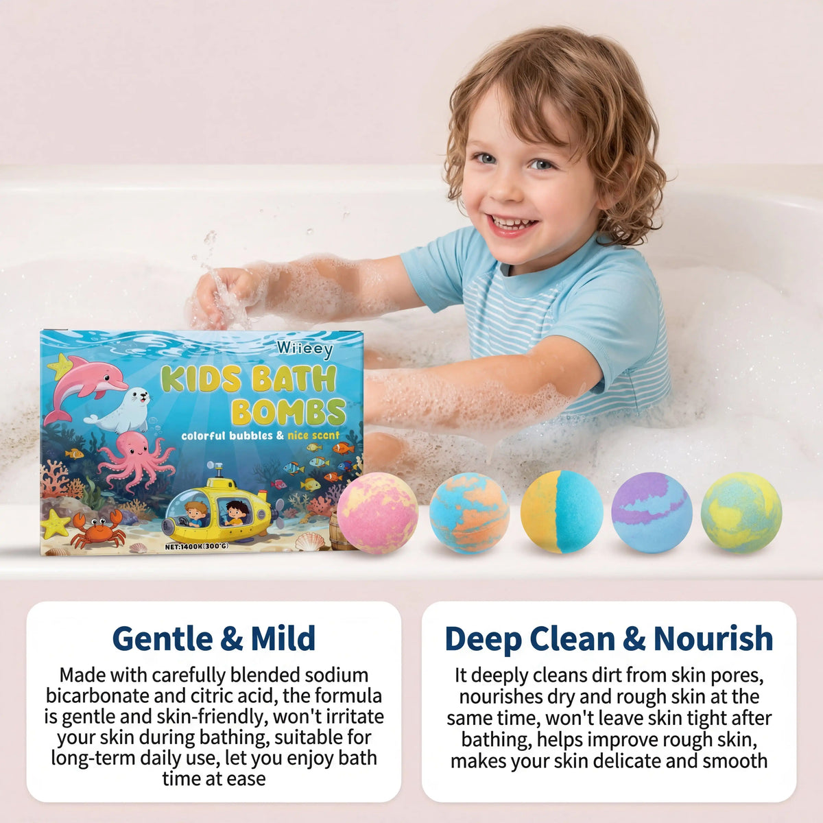 Kids Bath Bombs Kit 6 Pcs Colorful Fizzy With Surprise Inside Moisturizing Formula Birthday Gift