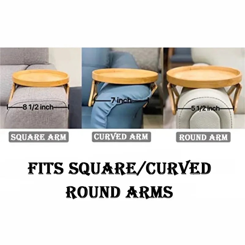 Bamboo Sofa Arm Tray Travel-Friendly Couch Armrest Snack Holder