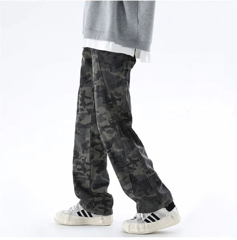 Men’s Oversized Cargo Jeans - Baggy Straight Denim Wear