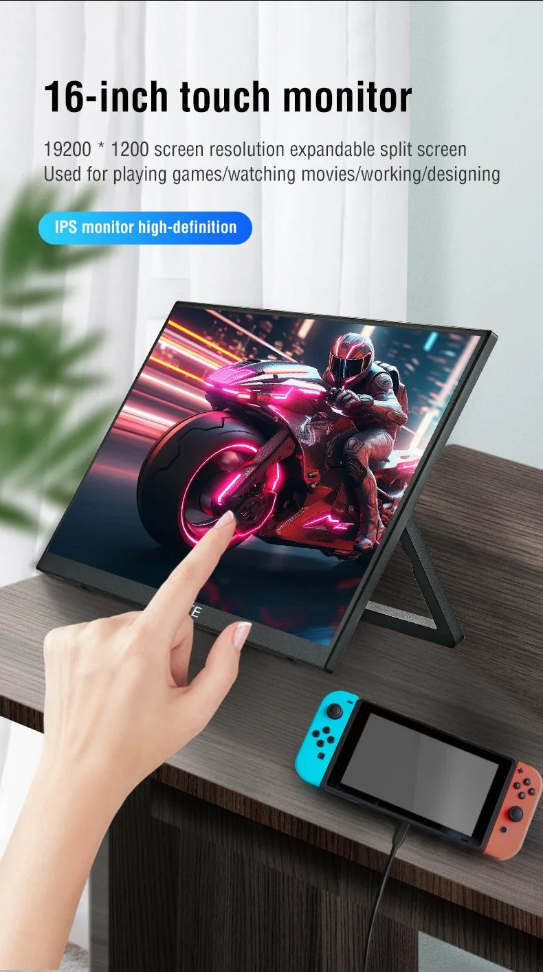 16 Inch Travel-Friendly Touch Monitor 1920x1200 HDR10 Low Blue
