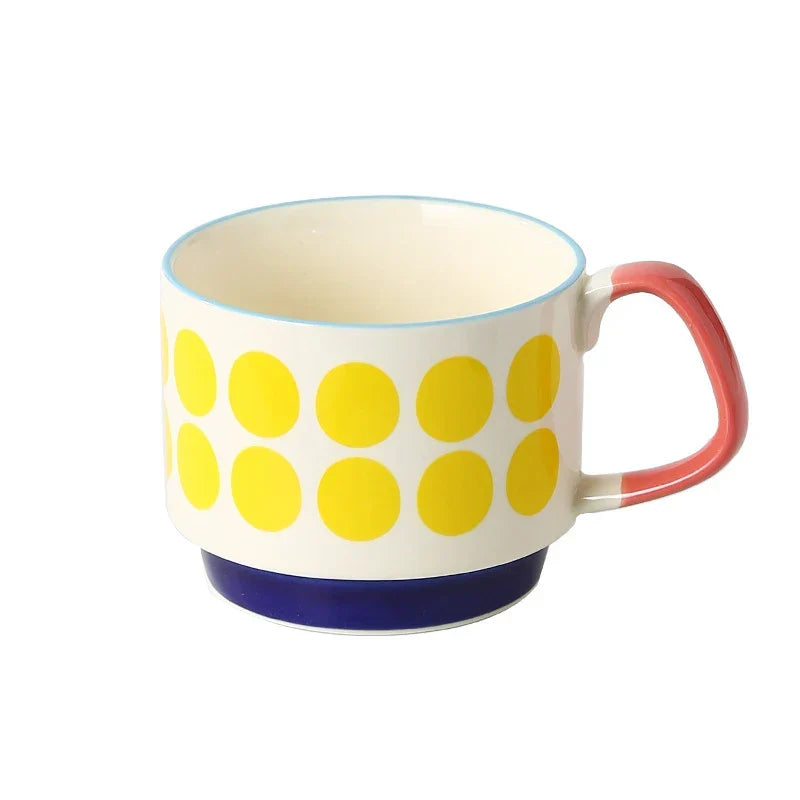 Coffee Mug 300ml Japanese Flower Ceramic Kit Retro Drinkware Office Entertaining Fall 2025 Comfort-Grip Handgrip Gift