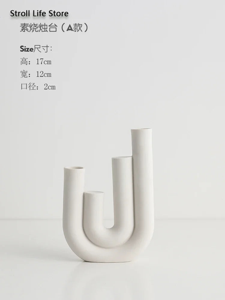 Ceramic Candle Holders Kit Of 3 White Scandinavian Minimalist Candle Stands Fall 2025 Contemporary Centerpiece Gift