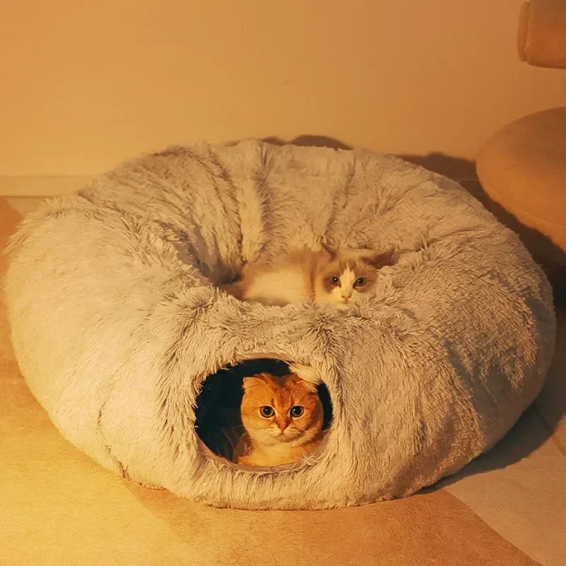 Bed Cat 95 Cm 2 In 1 Round Plush Nest House Fall 2025 Cozy Removable Cover Washable Deep Sleep