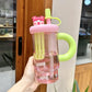 Straw Cup 900ml Cartoon Cute Travel-Friendly Water Cup Summer 2025 Large Capacity High Temperature Resistant Outdoor