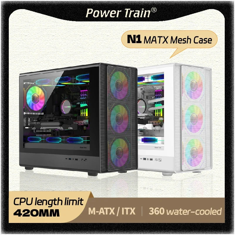 ITX Mini PC Case Tempered Glass 360mm Water Cooling