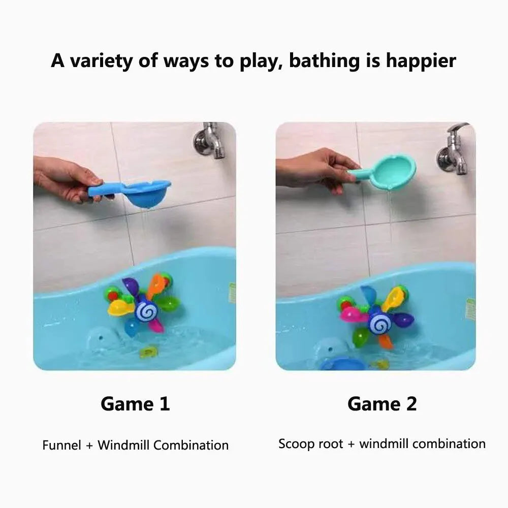 Colorful Waterwheel Baby Bath Toys Kit - Fun Bathtub Shower Sprinkler Play for Kids