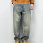 Men's Oversized Denim Jeans - Loose Straight Cut, Washed