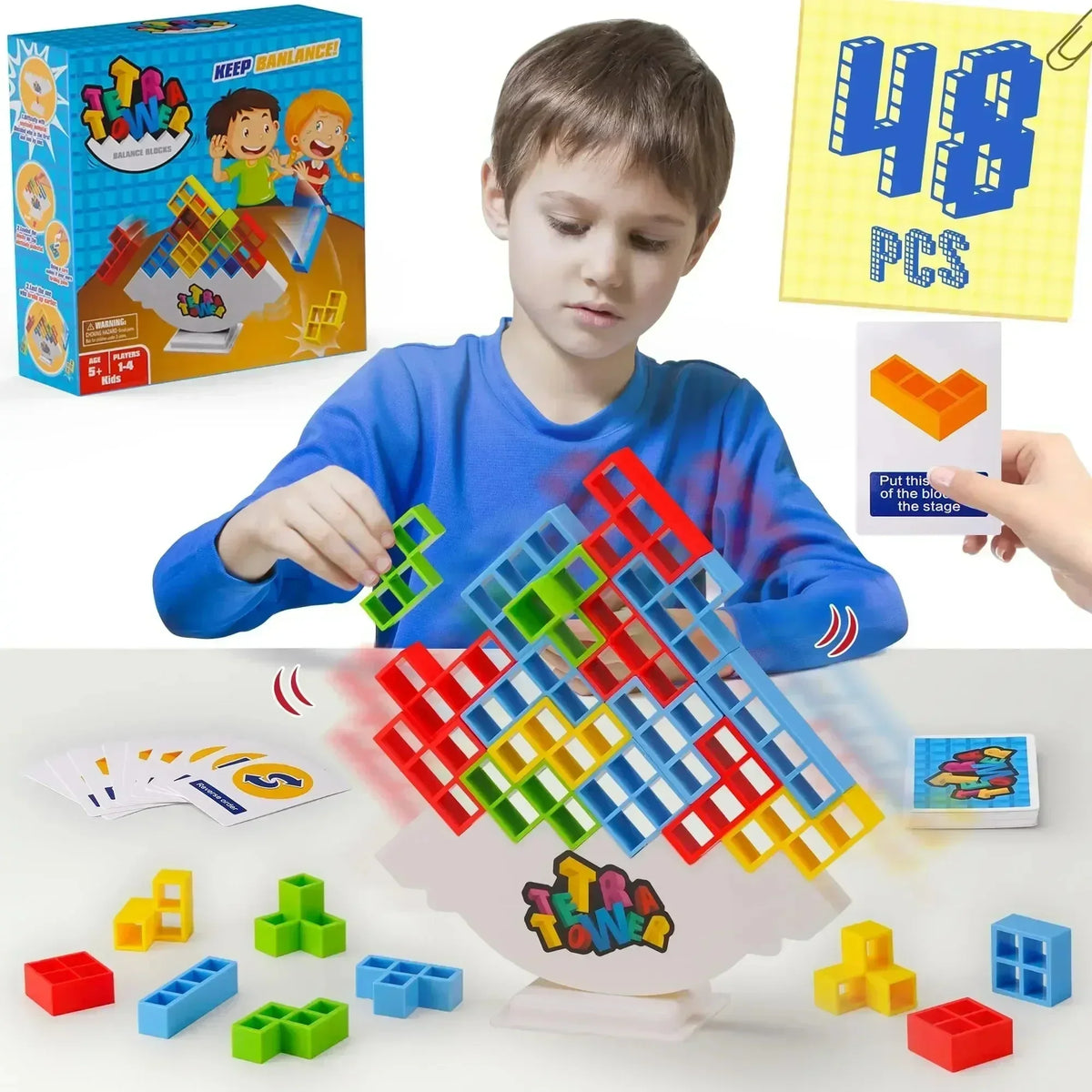Colorful Balance Stacking Game - Fun Tetra Tower Puzzle for Kids & Adults, Great for Family Game Night & Gifts