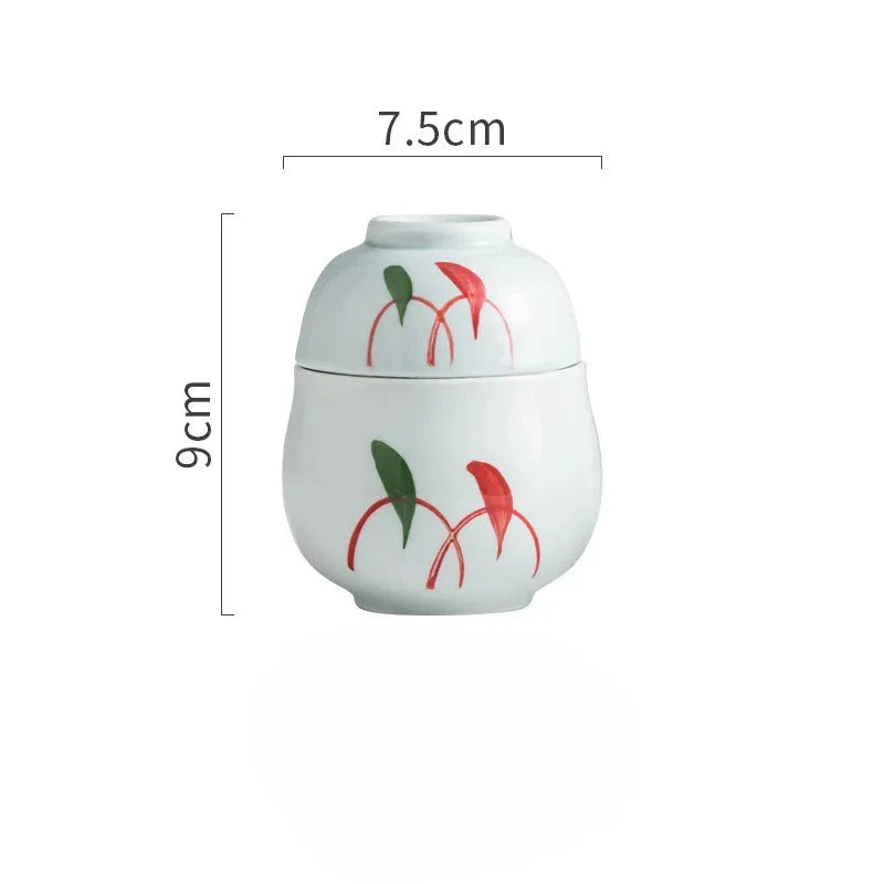 Hand Painted Japanese Ceramic Lidded Dessert Bowls Kit