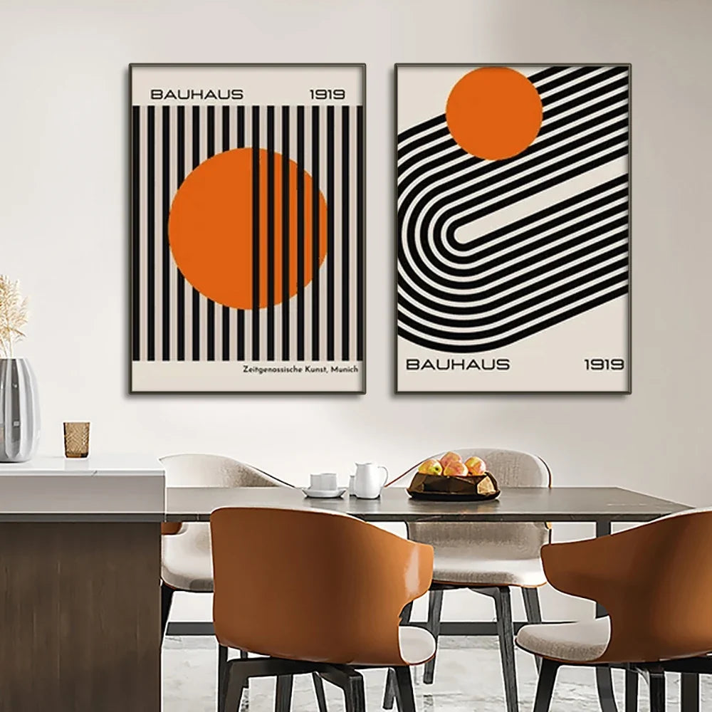 Bauhaus Abstract Patterned Posters Vertical Canvas Art