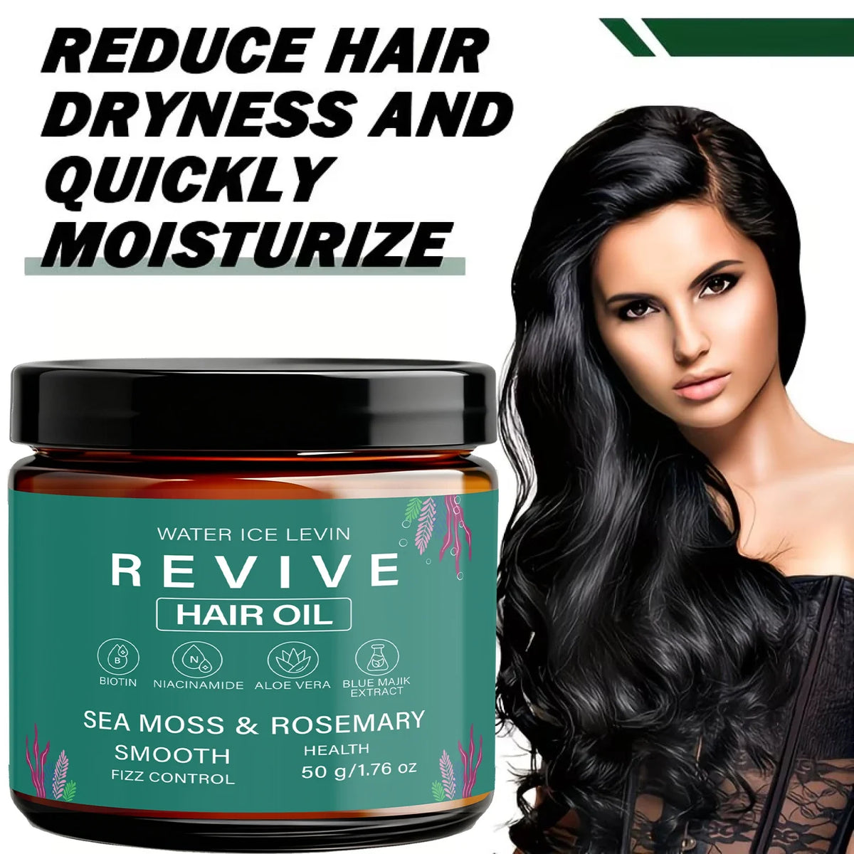 Hair2026 Edition Oil 50g Sea Moss Rosemary Revive Biotin Niacinamide Aloe Vera Caffeine Anti Frizz All Hair Types Summer