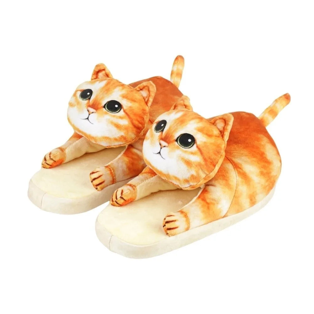 Plush cozy women's cat-face plush slippers - cat-face design, plush upper, EVA sole, indoor wear for winter