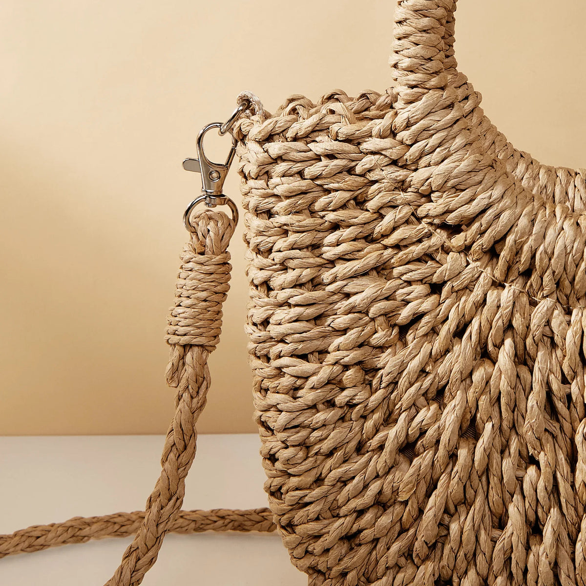 Straw Bag Organic Handwoven Half Moon Beach Tote Crossbody Bag Large Capacity Summer 2026 Vacation Accessory