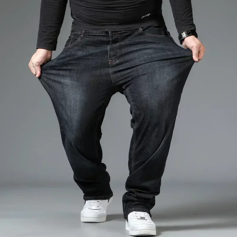 Relaxed Oversized Men's Jeans - High Waist, Stretch Denim