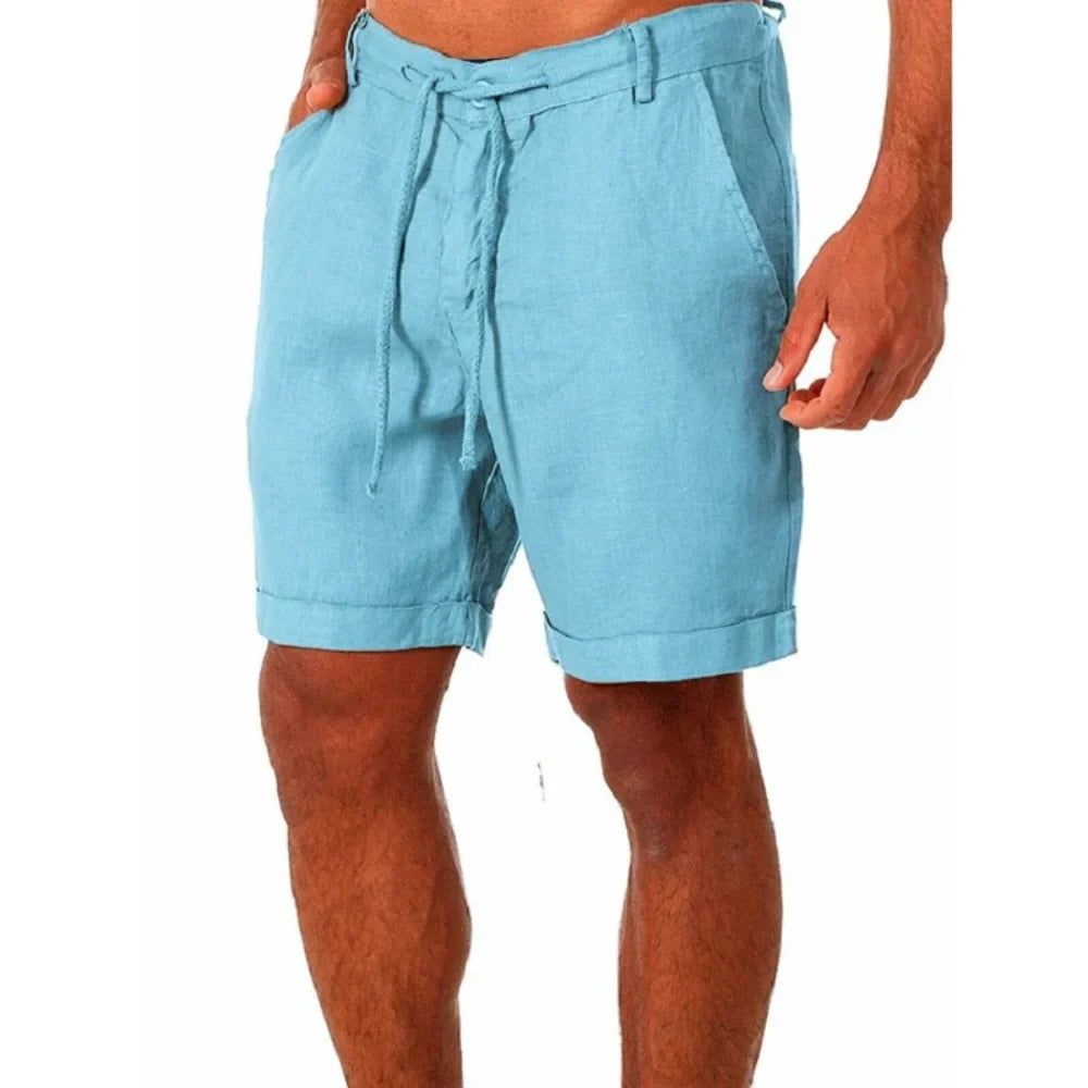 Variant image for Lightweight Breathable Cotton Linen Summer Shorts for Men, Relaxed Fit Casual Beach Wear-19