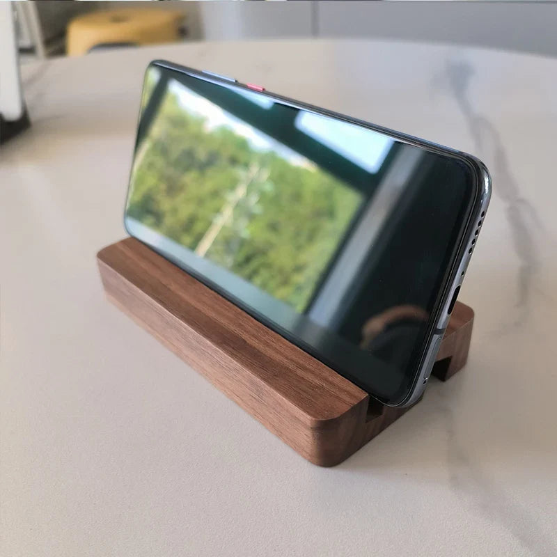 Universal Solid Wood Desk Stand Holder for Mobile Phones & Tablets - Household Accessories