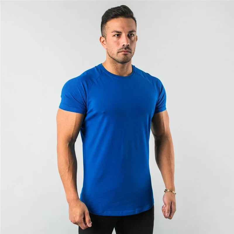 short sleeve, cotton blend, for workout & casual wear – Breathable slim fit men's gym t-shirt