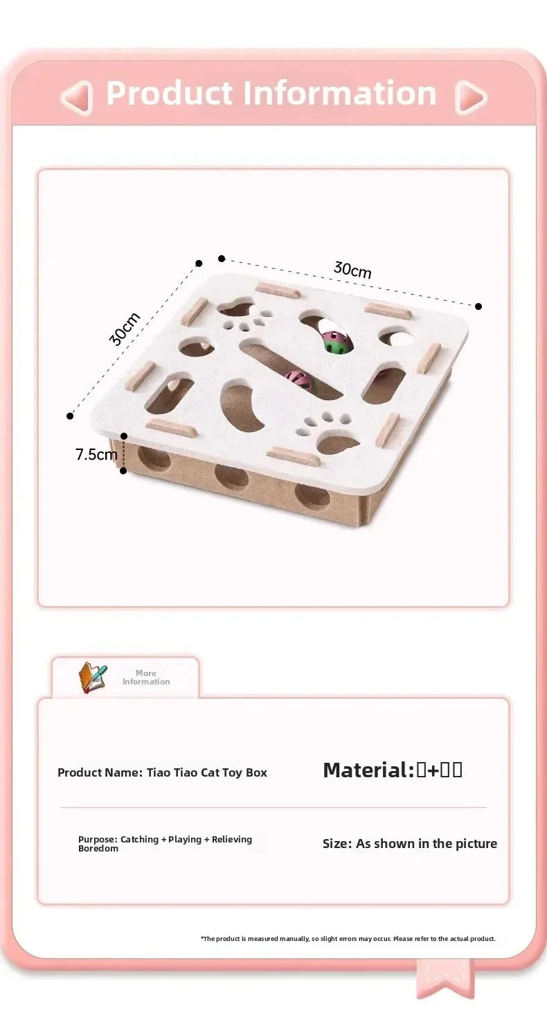 Puzzle Cat Toy Box With Ball Suede Felt Indoor Cat Exercise Entertainment Eco Friendly Gift 2026 TikTok Viral