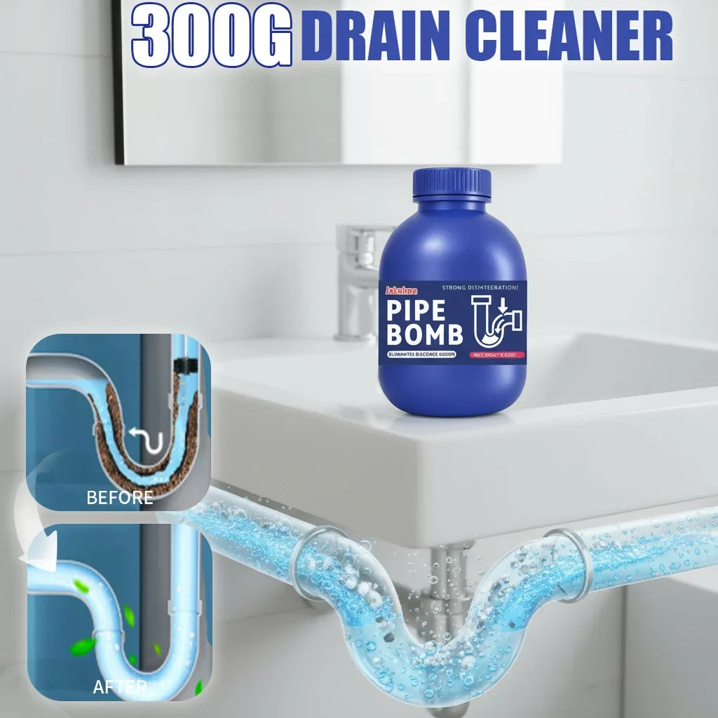 Cleaner Drain Powder 300g Fast Acting Pipe Unblocker For Hair Grease And Food Waste Septic Safe Odor Eliminator