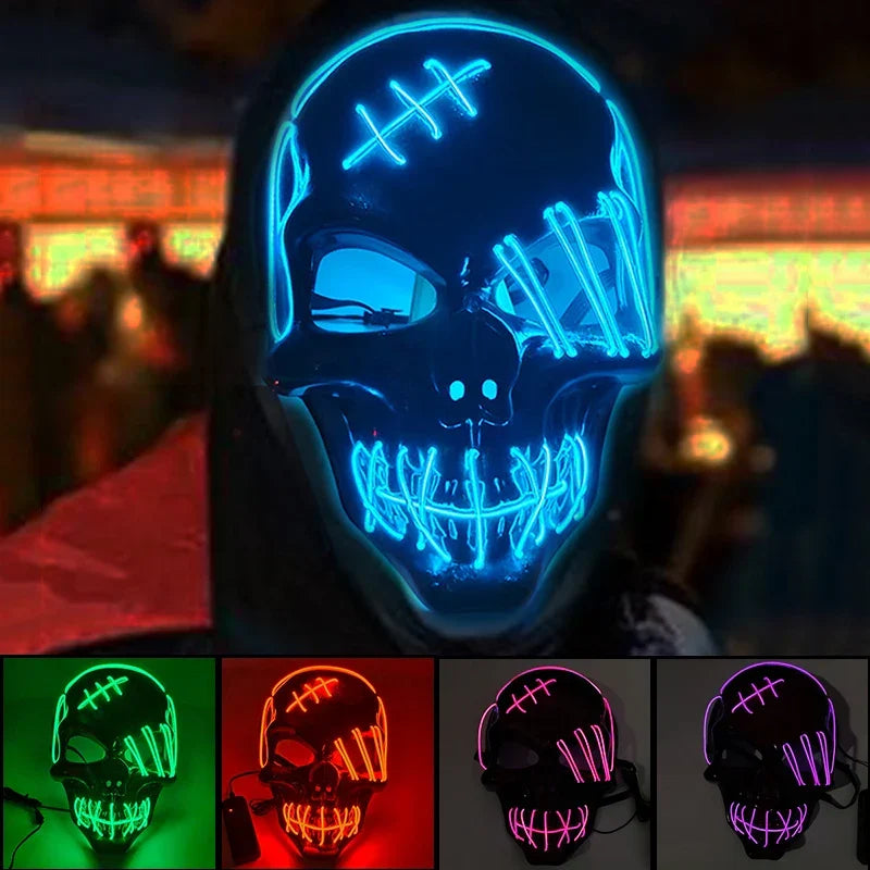 Glowing LED Skull Mask Full Face Halloween 2025 Cosplay