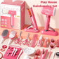 Kids Hair Salon Kit Pink Pretend Play Styling Kit With Hair Dryer And Accessories Fall 2025 Gift