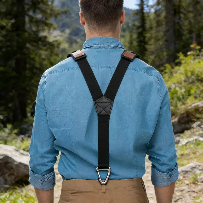 Black Suspenders 3.8cm Wide Y-Back Elastic Work Braces Fall 2026 With Plastic Gripper Clasps