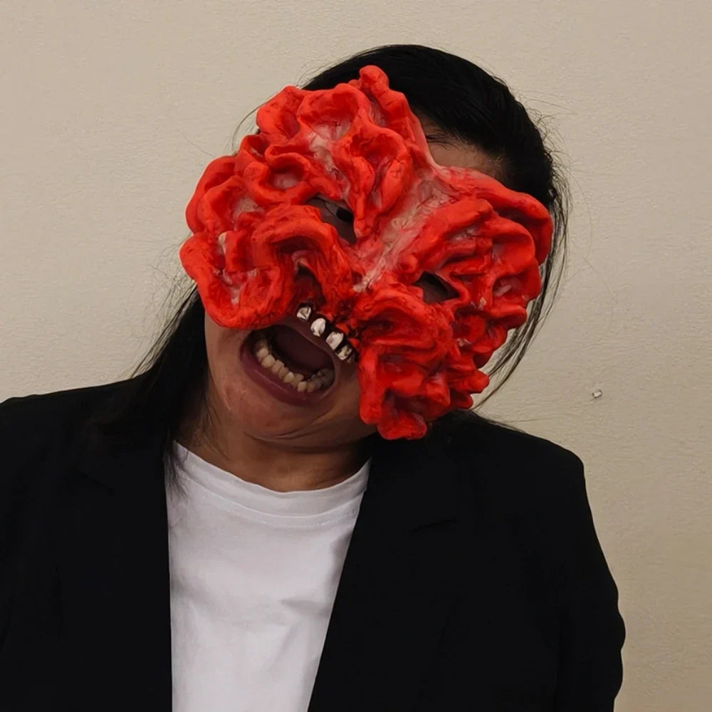 Mask Zombie Half Face Mushroom Cosplay Halloween 2025 Prop
