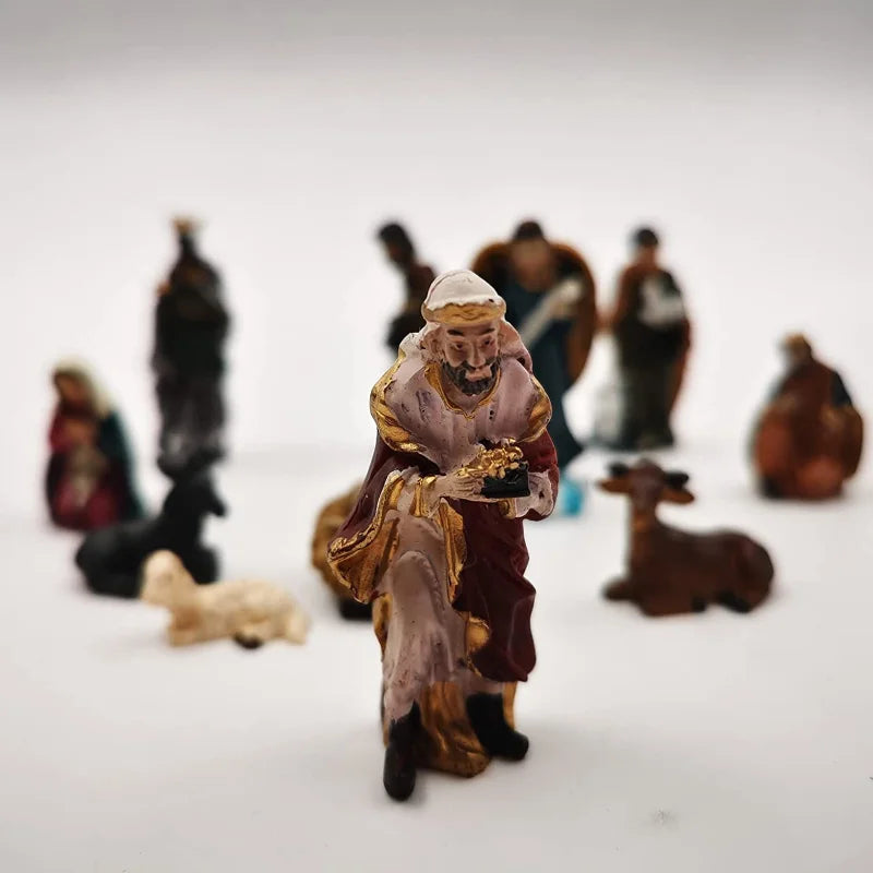 Nativity Kit 11-Piece Resin Christmas Ornaments Manger Scene Catholic Figurines Decor Holiday 2025 Gift