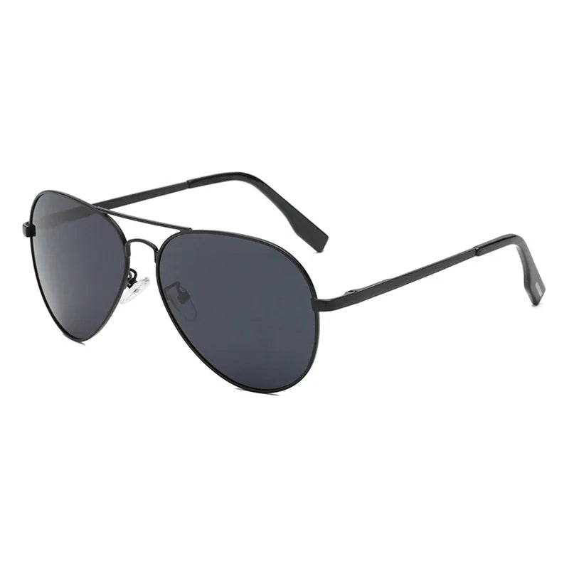 Timeless Big Pilot Sunglasses for Men - Deluxe Metal Black Aviation Shades UV400