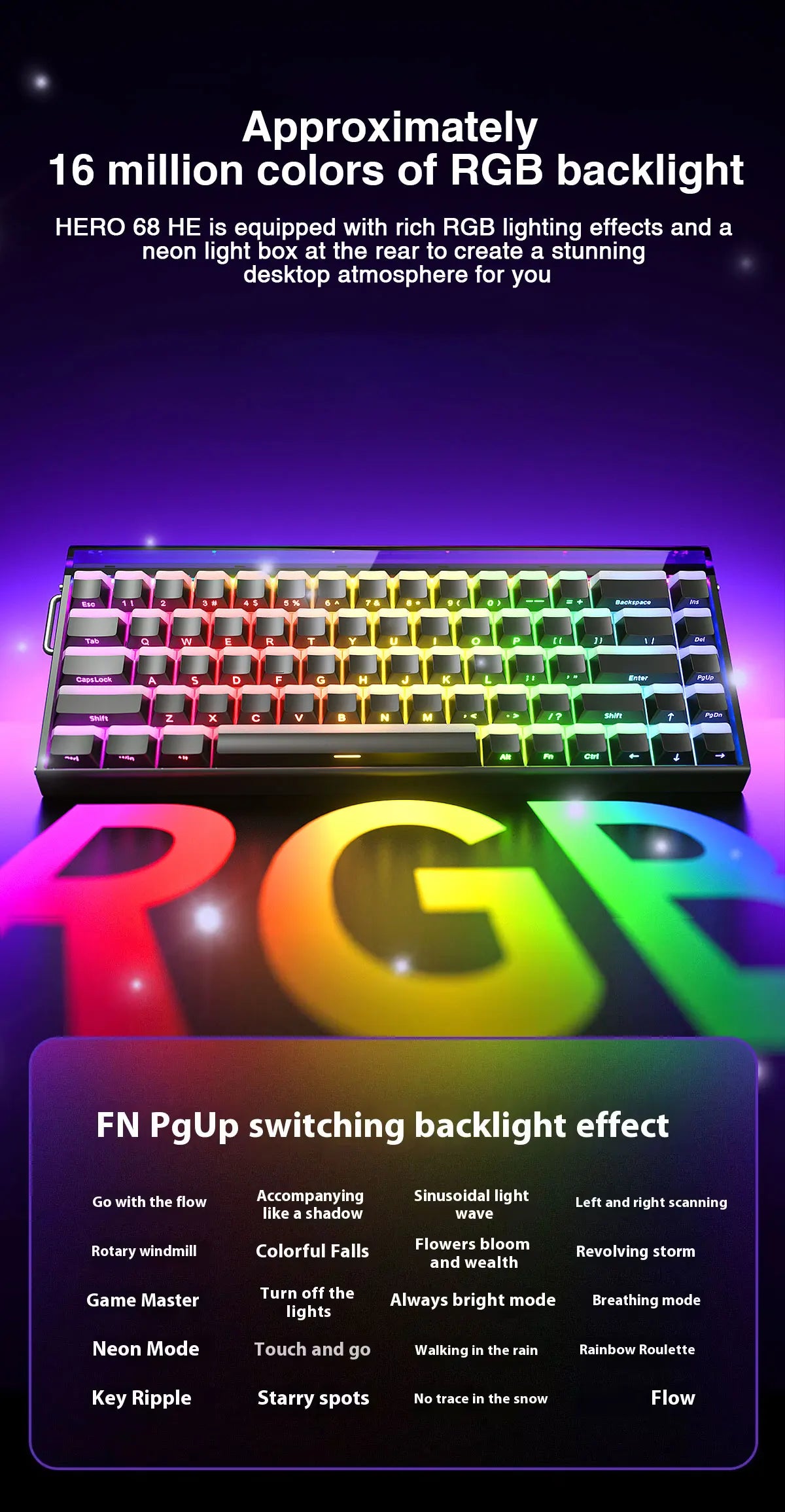 Mechanical Gaming Keyboard 68 Key RGB Travel-Friendly Esports