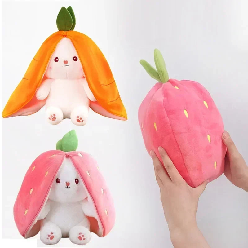 Bunny Plush 25cm Strawberry Carrot Transforming Toy Kids Birthday Gift Fall 2025 Cute Cuddly Surprise